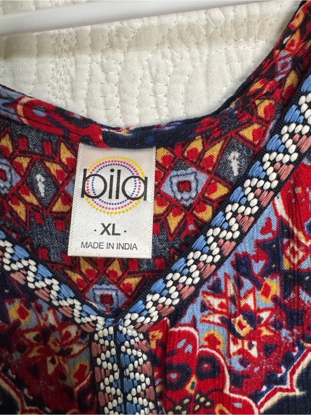 Bila Boho Paisley Geometric Ruffle Hem Tank Top XL - Picture 3 of 8